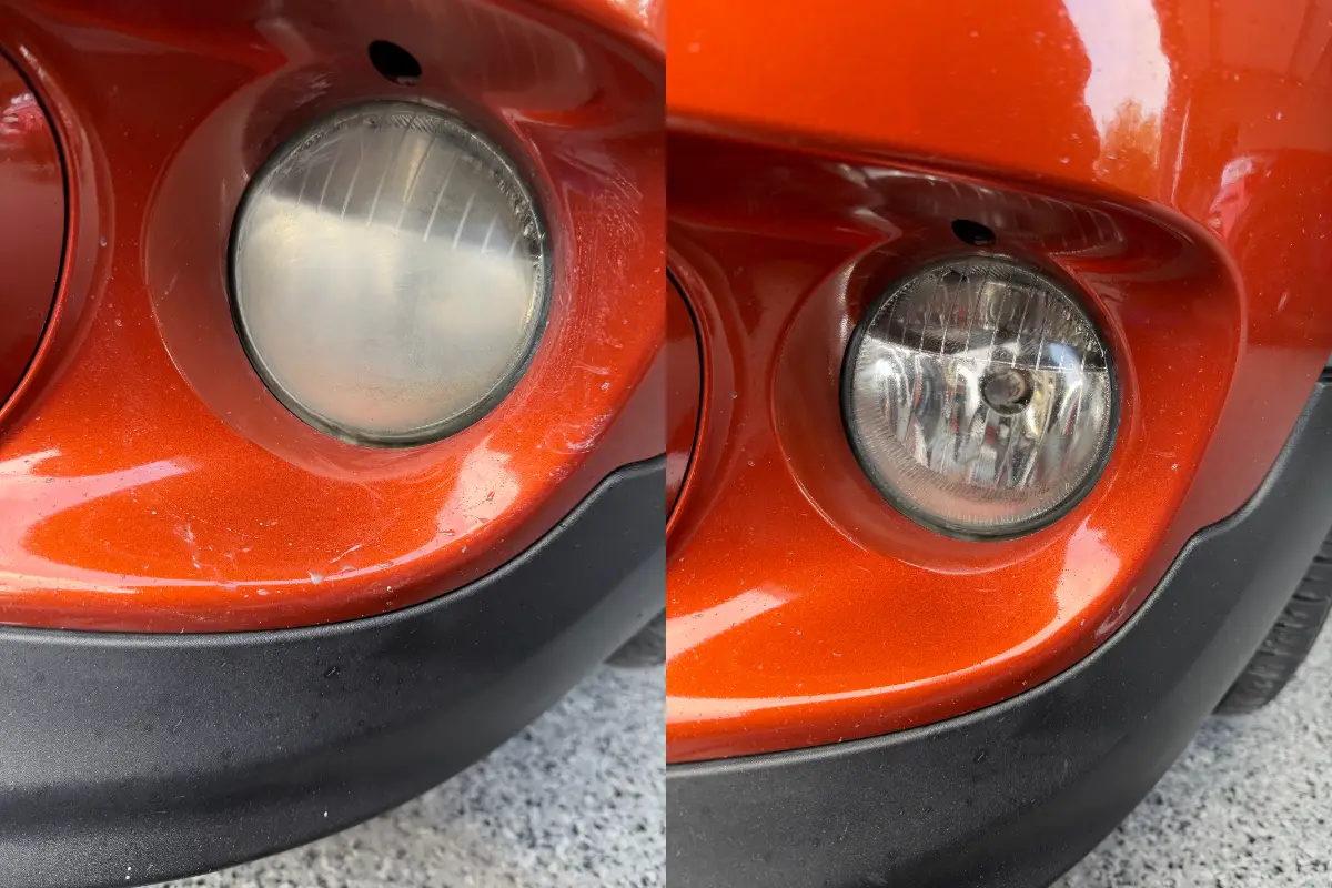 Fog light, before and after