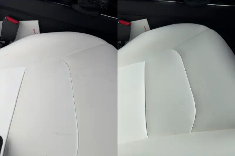 Light leather seats, before and after
