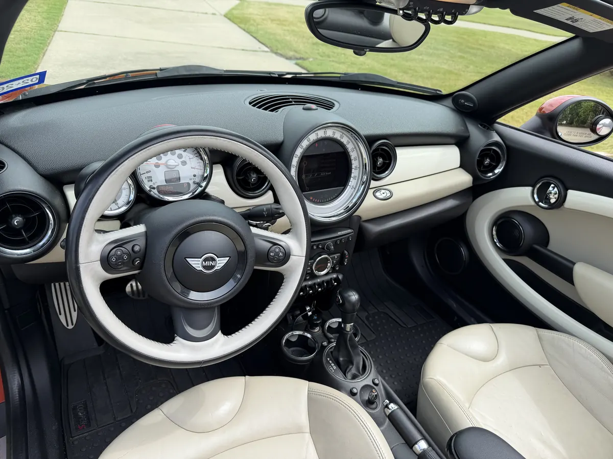 MINI interior with cream leather seats and black trim